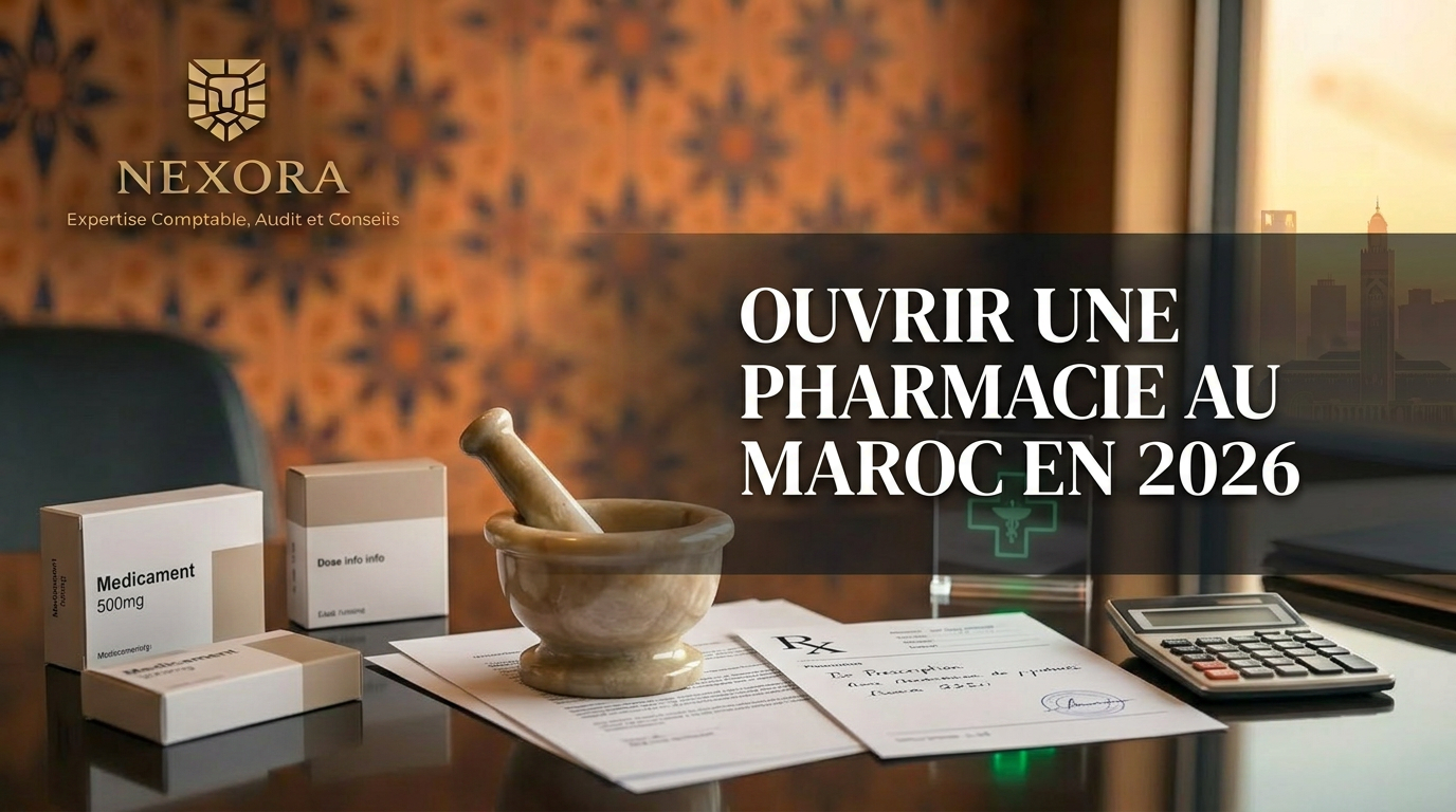 Ouvrir une pharmacie au Maroc en 2026 — autorisation d'officine, règle des 300 mètres, budget, rentabilité et fiscalité — NEXORA Expertise Comptable, Audit et Conseils Ouvrir une pharmacie au Maroc en 2026 — autorisation d'officine, règle des 300 mètres, budget, rentabilité et fiscalité — NEXORA Expertise Comptable, Audit et Conseils