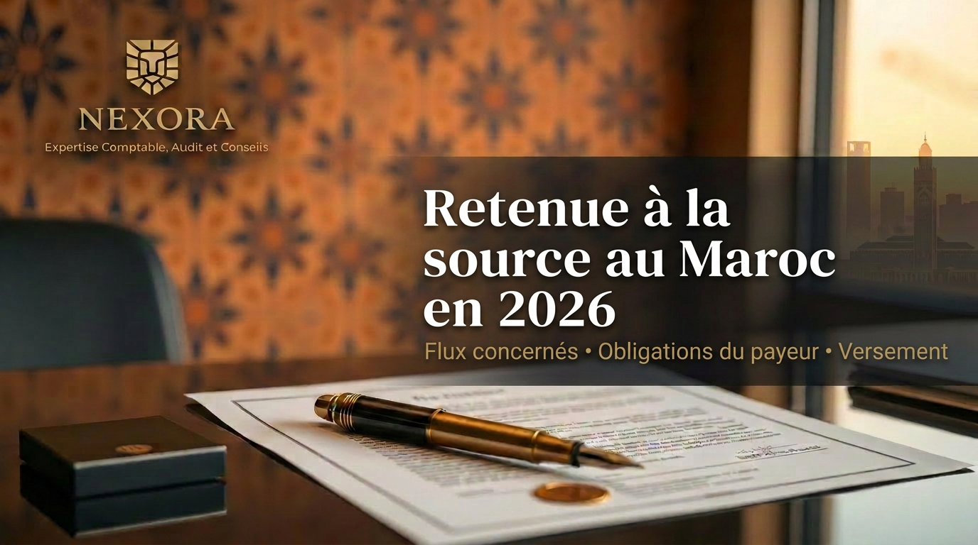 Retenue à la source au Maroc en 2026 — honoraires, dividendes et non-résidents — NEXORA Expertise Comptable, Audit et Conseils Retenue à la source au Maroc en 2026 — honoraires, dividendes et non-résidents — NEXORA Expertise Comptable, Audit et Conseils